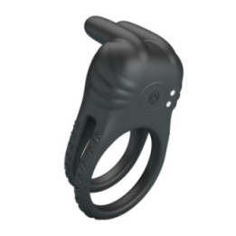 PRETTY LOVE - ANILLO VIBRADOR RECARGABLE PARA PENE SINI, 10 FUNCIONES, NEGRO