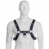 CUERPO DE CUERO - ARNESCO DE CUERO AZUL Y NEGRO PARA EL PECHO (BULLDOG)