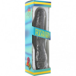 SEVEN CREATIONS - VIBRADOR DE VINILO EN FORMA DE P, PENE NEGRO DE 20 CM