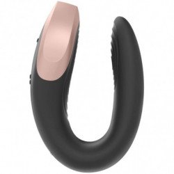 SATISFACTOR - VIBRADOR DE LUJO PARA PAREJA DOBLE DE AMOR NEGRO