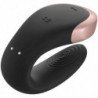 SATISFACTOR - VIBRADOR DE LUJO PARA PAREJA DOBLE DE AMOR NEGRO