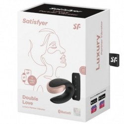 SATISFACTOR - VIBRADOR DE LUJO PARA PAREJA DOBLE DE AMOR NEGRO