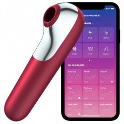 SATISFYER DUAL LOVE VIBRADOR Y SUCCIONADOR CON AIRE PULSADO ROJO