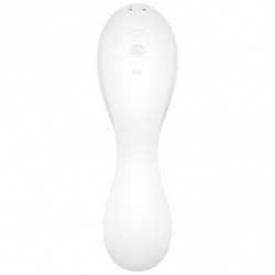 SATISFACTOR - CURVY TRINITY 5 ESTIMULADOR DE PULSO DE AIRE Y VIBRADOR CON APLICACIÓN BLANCO