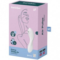 SATISFACTOR - CURVY TRINITY 5 ESTIMULADOR DE PULSO DE AIRE Y VIBRADOR CON APLICACIÓN BLANCO