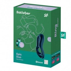 SATISFACTOR - APLICACIÓN DE VIBRADOR DE DOBLE ANILLO ÉPICO AZUL