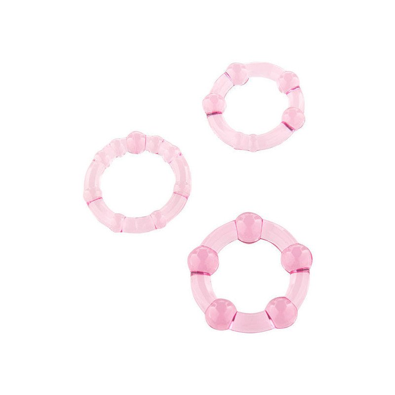 SIETE CREACIONES - CONJUNTO DE TRES ANILLOS ROSAS PARA EL PENE