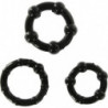 SEVEN CREATIONS - JUEGO DE TRES ANILLOS NEGROS PARA EL PENE