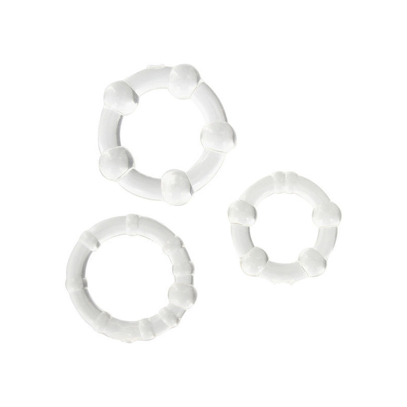 SEVEN CREATIONS - CONJUNTO DE TRES ANILLOS TRANSPARENTES PARA EL PENE