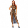 LEG AVENUE - VESTIDO DESMAQUILLADO CON ESTILO HALTER Y ESPALDA DE RED