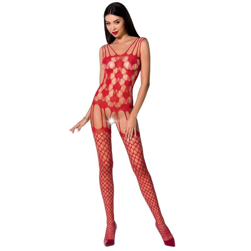 PASIÓN - MUJER BS067 BODY STOCKING ROJO TALLA ÚNICA