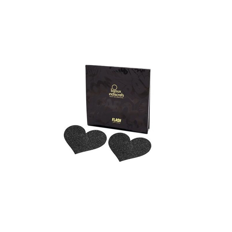 BIJOUX INDISCRETS - CORTES DE PEZONES CON FORMA DE CORAZÓN NEGRO FLASH