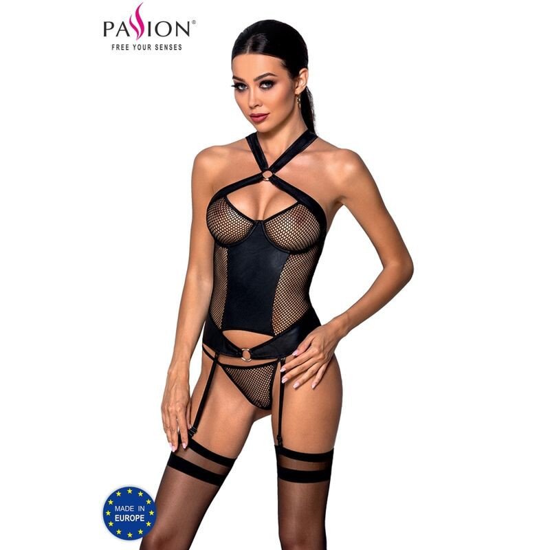 PASIÓN - CORSET AMANDA DE CUERO ECOLÓGICO L/XL