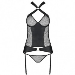 PASSION - CORSET AMANDA DE CUERO ECOLÓGICO L/XL