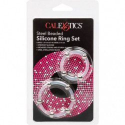 CALEXOTICS - CONJUNTO DE ANILLOS DE SILICONA CON CUENTAS DE ACERO