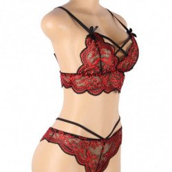 SUBBLIME - CONJUNTO DE DOS PIEZAS: TOP DE ENCAJE Y BRAGUITAS, TALLA L/XL