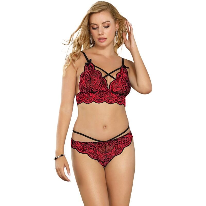 SUBBLIME - CONJUNTO DE DOS PIEZAS: TOP DE ENCAJE Y BRAGUITAS TALLA S/M