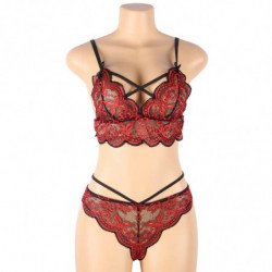 SUBBLIME - CONJUNTO DE DOS PIEZAS: TOP DE ENCAJE Y BRAGUITAS TALLA S/M