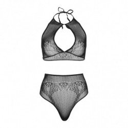 LEG AVENUE SET DOS PIEZAS TOP CORTO CUELLO HALTER Y TANGA TALLA UNICA