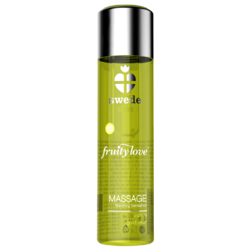 SWEDE - ACEITE DE MASAJE CON EFECTO CALIENTE FRUTAL AMOR VAINILLA Y PERA DORADA 120 ML