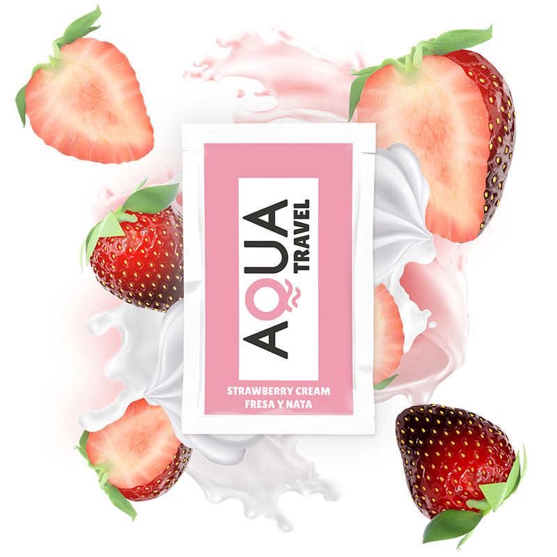 AQUA TRAVEL - LUBRICANTE A BASE DE AGUA CON SABOR A CREMA DE FRESA 6 ML