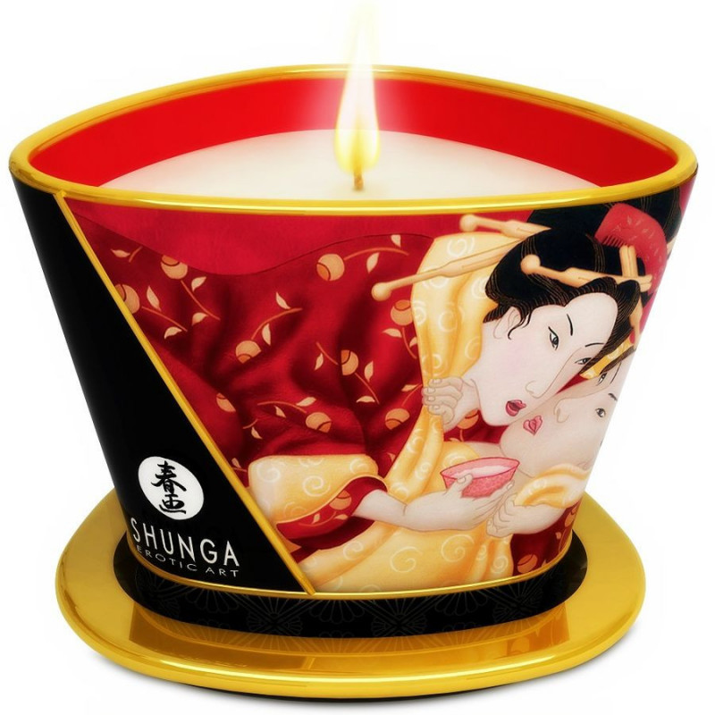 SHUNGA - MINI CARESS BY CANDELIGHT VELA DE MASAJE CON FRESAS Y CAVA 170 ML