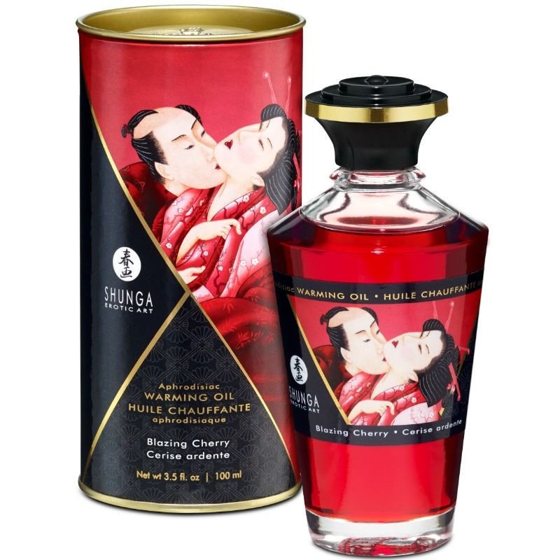 SHUNGA - ACEITE DE MASAJE CON EFECTO CALOR SABOR INTENSO A CEREZA 100 ML