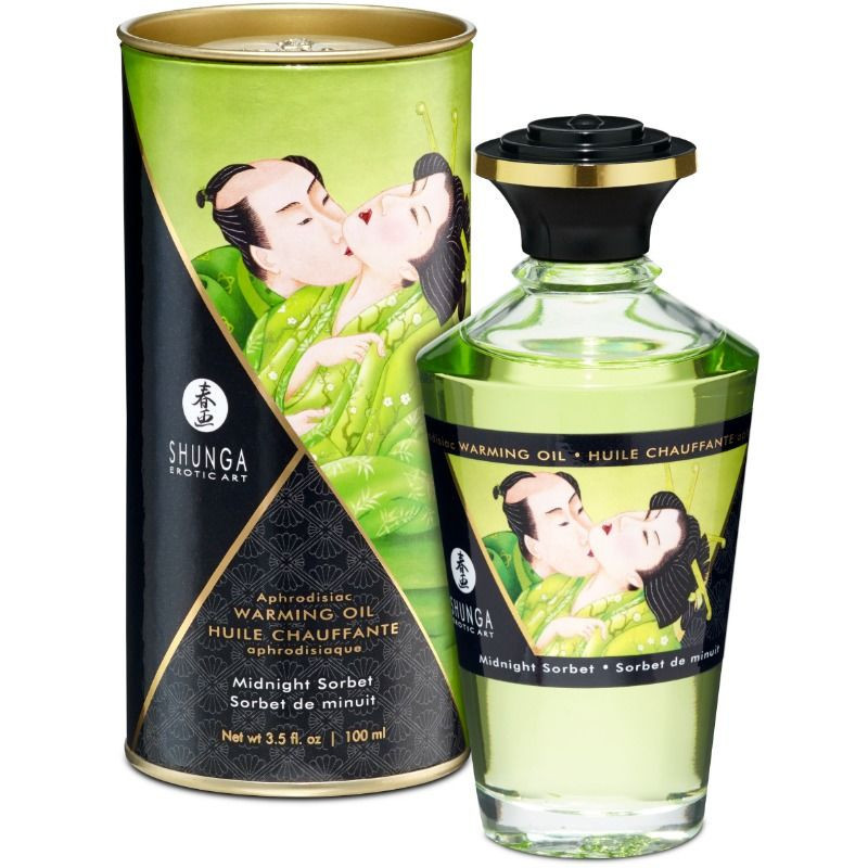 SHUNGA - ACEITE DE MASAJE CON EFECTO CALOR SABOR A SORBETE DE MEDIANOCHE 100 ML