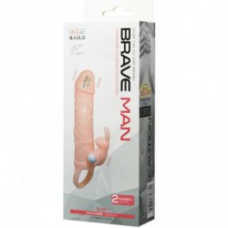 BAILE - FUNDA PARA PENE DE HOMBRE VALIENTE CON CONEJO Y CARNE DE DOBLE MOTOR 16,5 CM