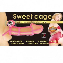 BAILE - DULCES 10 RITMOS FUNDA DE SILICONA Y ANILLO PARA EL PENE ROSA