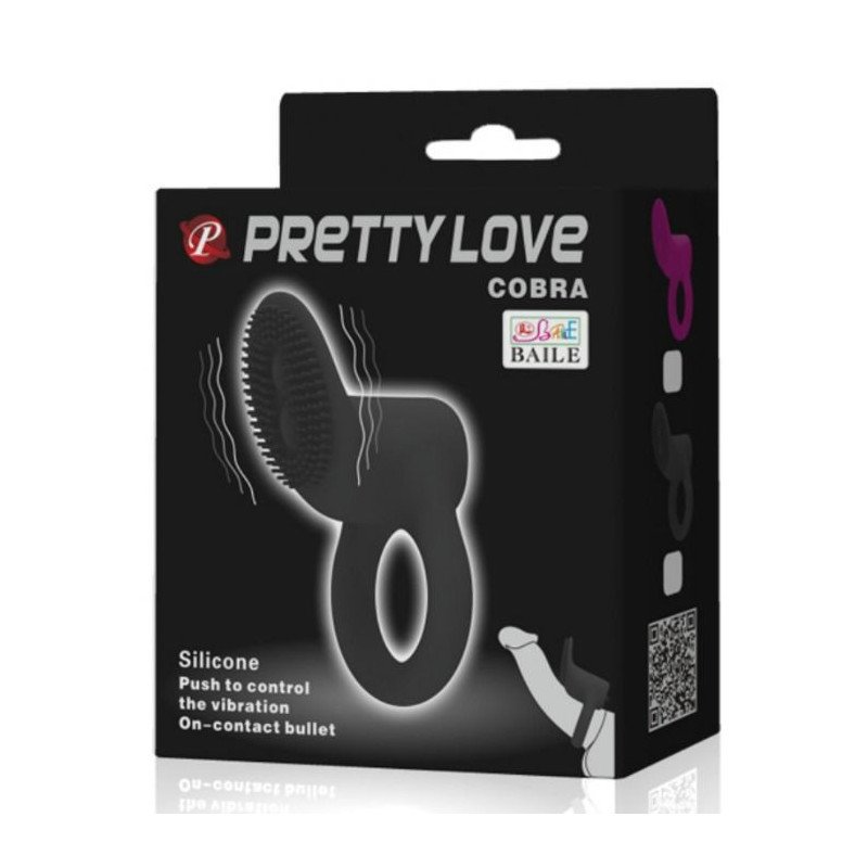 ANILLO VIBRADOR COBRA DE PRETTY LOVE - NEGRO