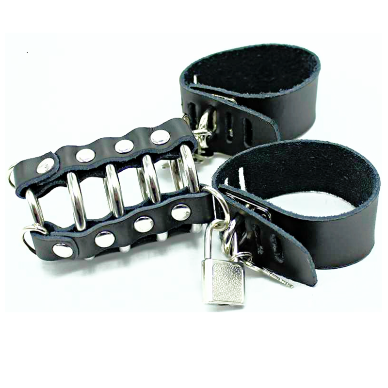 OHMAMA FETISH - JAULA PARA PENE CON ANILLOS METÁLICOS Y CORREAS DE CUERO