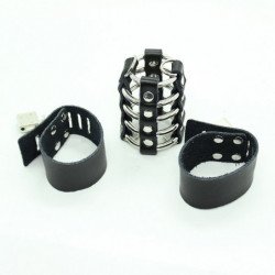 OHMAMA FETISH - JAULA PARA PENE CON ANILLOS METÁLICOS Y CORREAS DE CUERO