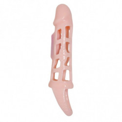 BAILE - FUNDA EXTENSORA DE PENE CON VIBRACIÓN Y CORREA NATURAL DE 13,5 CM