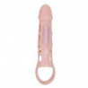 BAILE - FUNDA EXTENSORA DE PENE CON VIBRACIÓN Y CORREA NATURAL DE 13,5 CM