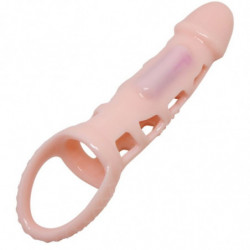 BAILE - FUNDA EXTENSORA DE PENE CON VIBRACIÓN Y CORREA NATURAL DE 13,5 CM