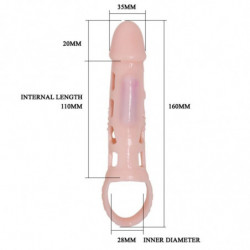 BAILE - FUNDA EXTENSORA DE PENE CON VIBRACIÓN Y CORREA NATURAL DE 13,5 CM