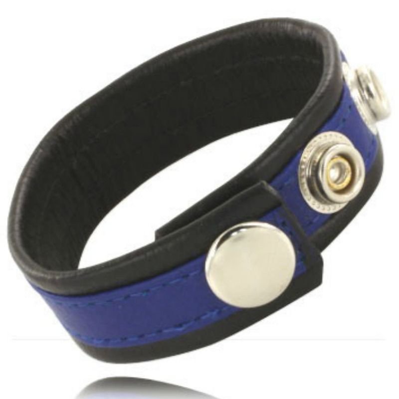 CUERPO DE CUERO - CORREA DE CUERO AJUSTABLE PARA EL PENE AZUL-NEGRO