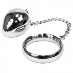 ANILLO PARA PENE DE METAL DURO DE 45 MM + CADENA CON BOLA METÁLICA