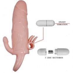 BAILE - FUNDA PARA PENE BRAVE MAN CON ESTIMULACIÓN DE CLÍTORIS Y ANAL, COLOR CARNE, 16,5 CM