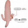 BRAVE MAN FUNDA PENE ANAL Y CLITORIS VIBRADOR 16.5 CM NATURAL