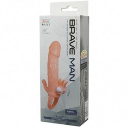 BAILE - FUNDA PARA PENE BRAVE MAN CON ESTIMULACIÓN DE CLÍTORIS Y ANAL, COLOR CARNE, 16,5 CM