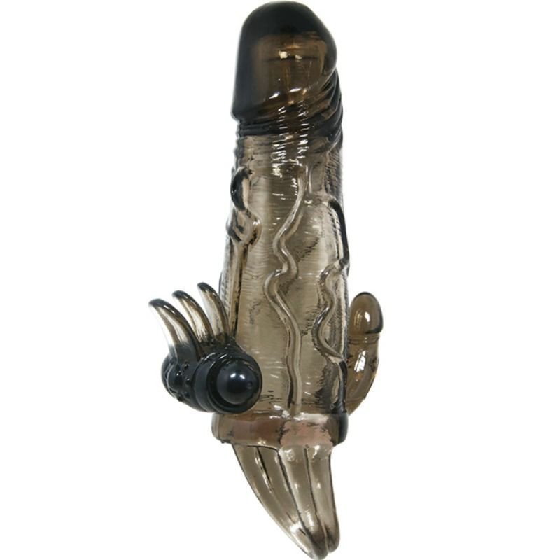 BAILE - FUNDA PARA PENE BRAVE MAN CON ESTIMULACIÓN DE CLÍTORIS Y ANAL DOBLE BALA NEGRA 16,5 CM