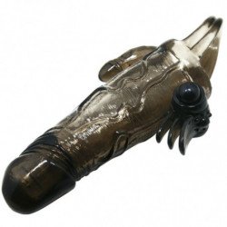 BAILE - FUNDA PARA PENE BRAVE MAN CON ESTIMULACIÓN DE CLÍTORIS Y ANAL DOBLE BALA NEGRA 16,5 CM
