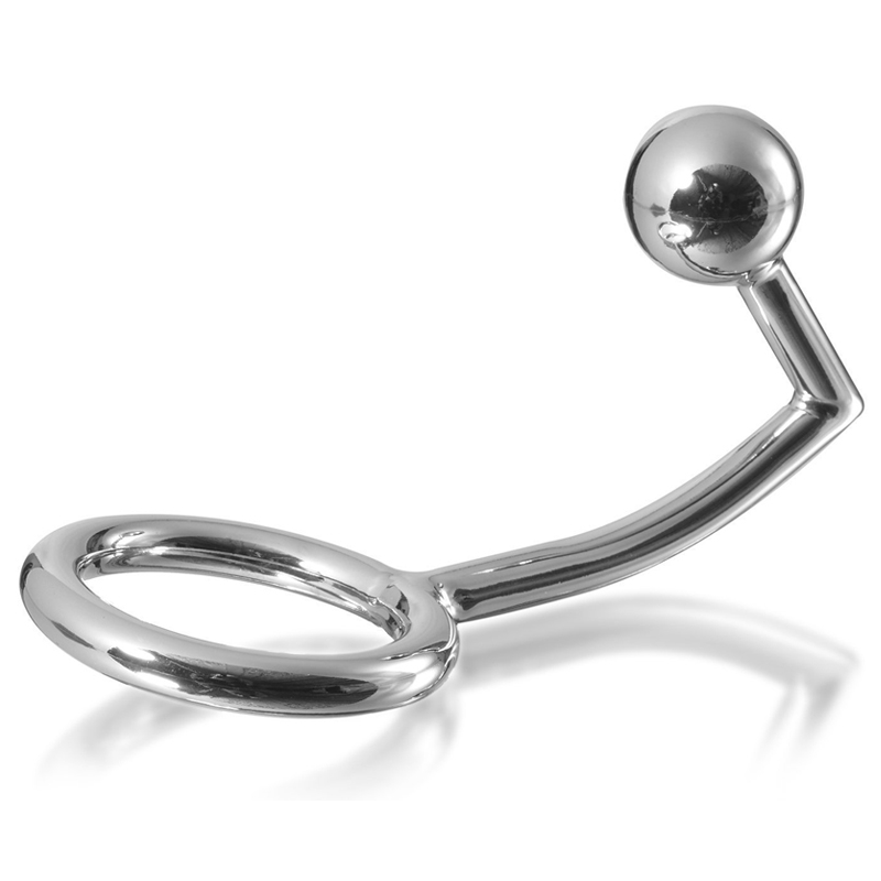ANILLO PARA PENE DE METAL DURO CON GANCHO ANAL 45MM