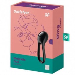 SATISFACTOR - MAJESTIC VIBRADOR DE DOBLE ANILLO NEGRO