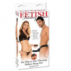 FETISH FANTASY SERIE - STRAP-ON HUECO VIBRATORIO PARA ELLA O PARA ÉL NEGRO