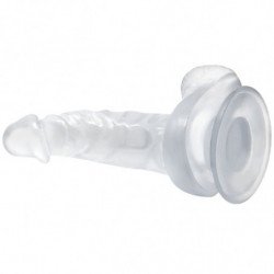 BAILE DILDO REALISTICO CON VENTOSA Y TESTICULOS 16.7 CM TRANSPARENTE