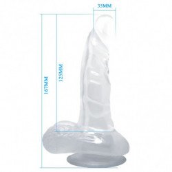 BAILE - DILDO REALISTA CON VENTOSA Y TESTÍCULOS 16,7 CM TRANSPARENTE