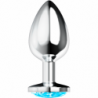 OHMAMA PLUG ANAL ACERO CON CRISTAL AZUL L